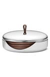 Georg Jensen Sky 4-piece Leather Coaster Set In Silver/ Brown