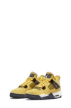 Jordan Kids' 4 Retro Mid Top Sneaker In Yellow/ Dark Blue Grey/ White