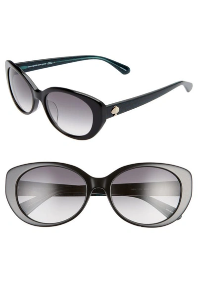 Kate Spade Everett 56mm Special Fit Gradient Cat Eye Sunglasses In Black/ Dkgrey Gradient