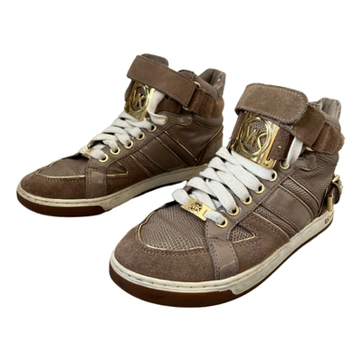 Pre-owned Michael Kors Leather Trainers In Brown
