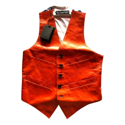 Pre-owned Dsquared2 Leather Jacket In Orange