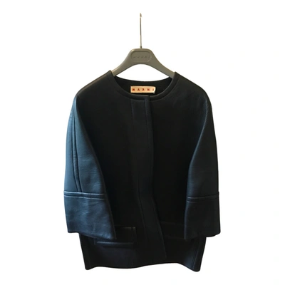 Pre-owned Marni Leather Coat In Black