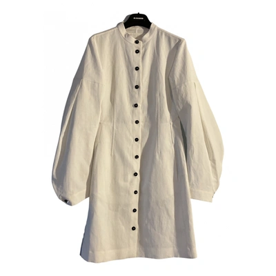 Pre-owned Jil Sander Linen Mid-length Dress In White