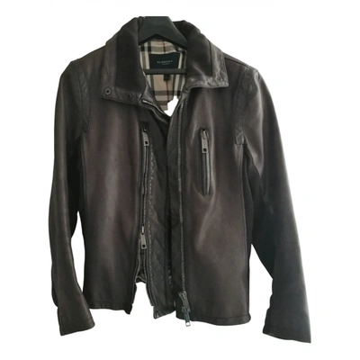 Pre-owned Burberry Leather Biker Jacket In Brown