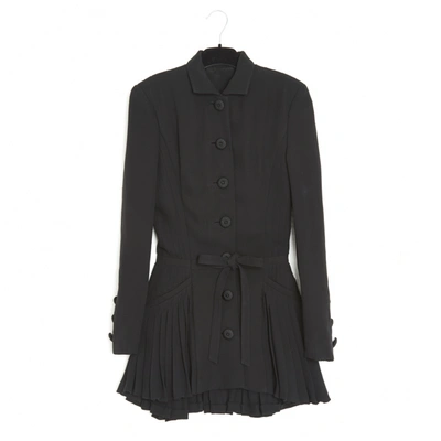 Pre-owned Lanvin Silk Mini Dress In Black