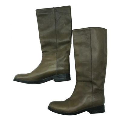 Pre-owned L'autre Chose Leather Riding Boots In Camel