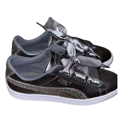 Pre-owned Puma Patent Leather Trainers In Grey