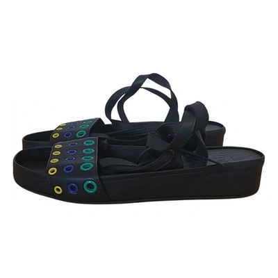 Pre-owned Tomas Maier Leather Sandal In Black
