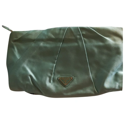 Pre-owned Prada Cloth Clutch Bag In Navy