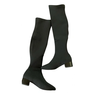 Pre-owned What For Cloth Boots In Black