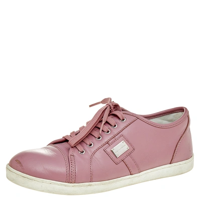 Pre-owned Dolce & Gabbana Pink Leather Low Top Sneakers Size 37