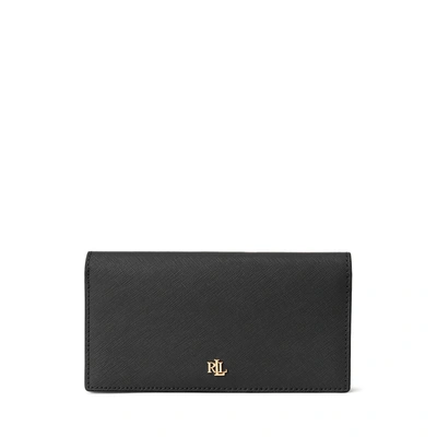 Ralph Lauren Crosshatch Leather Slim Wallet In Black