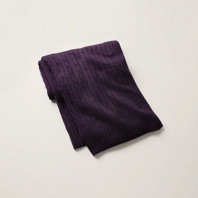 Ralph Lauren Cable Cashmere Throw Blanket In Purple