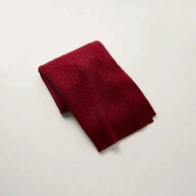 Ralph Lauren Cable Cashmere Throw Blanket In Burgundy