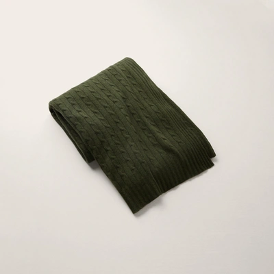 Ralph Lauren Cable Cashmere Throw Blanket In Green