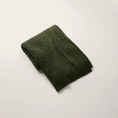 Polo Ralph Lauren Cable Cashmere Throw Blanket In Green
