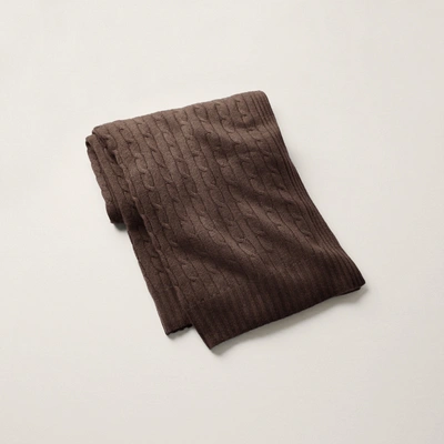 Ralph Lauren Cable Cashmere Throw Blanket In True Chocolate