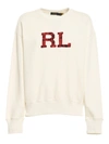 Polo Ralph Lauren Beaded Logo Cotton Sweatshirt In White