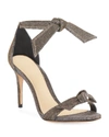 Alexandre Birman Clarita Mid-heel Metallic Evening Fabric Sandals In Stellar