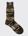 Beams Men's Camo Acrylic Socks In Olive