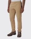 Burberry Men's Check-panel Sweatpants In Camel