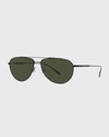 Brunello Cucinelli Men's Disoriano Metal Aviator Sunglasses In Black