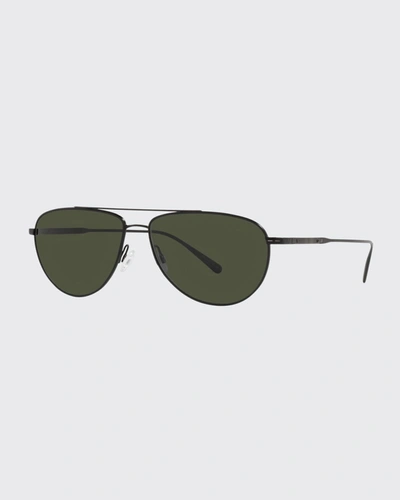 Brunello Cucinelli Men's Disoriano Metal Aviator Sunglasses In Black