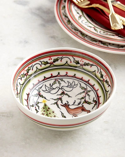 Neiman Marcus Christmas Pavoes Cereal Bowls, Set Of 4