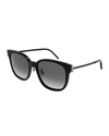 Saint Laurent Ysl Acetate Cat-eye Sunglasses In 002 Shiny Black