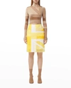 Burberry Flag Intarsia Tulle And Silk Skirt In Pale Tulip Yellow
