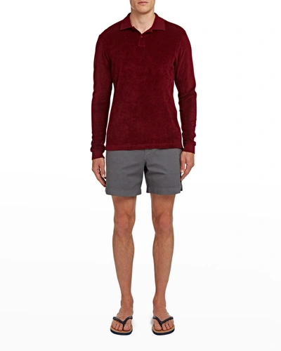 Orlebar Brown Jarrett Long-sleeve Cotton-terry Polo Shirt In Red