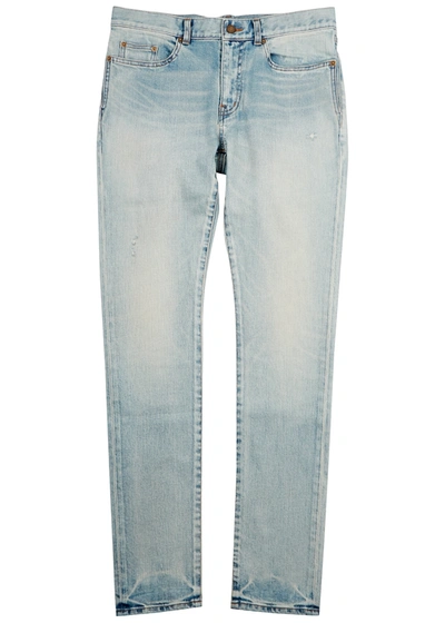 Saint Laurent Blue Cotton Straight-leg Jeans