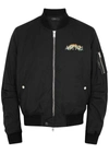 Amiri Mens Black Cherub Graphic-print Woven Bomber Jacket 38 In Black