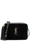 SAINT LAURENT LOU BLACK SUEDE CROSS-BODY BAG,4146003