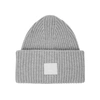 Acne Studios Pansy Face Patch Wool Beanie Hat In Grey