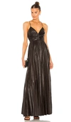 A.l.c Ariya Pleated Faux Leather Gown In Carob