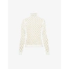 Valentino Womens Avorio Turtleneck Semi-sheer Stretch-woven Jumper Xs In White