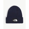 The North Face Mens Tnf Navy Logo-embroidered Knitted Beanie In Tnf Navy