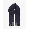 VIVIENNE WESTWOOD MENS NAVY BLUE ORB AND LOGO-EMBROIDERED WOOL SCARF