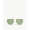 Bottega Veneta Bv1012s 60 Aviator-frame Metal Sunglasses In Gold