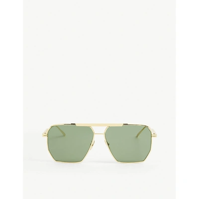 Bottega Veneta Bv1012s 60 Aviator-frame Metal Sunglasses In Gold