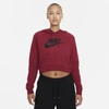 Nike Sportswear Essential Women's Cropped Hoodie In Pomegranate,black