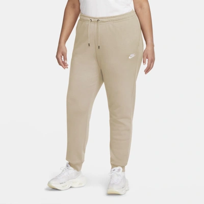 Nike Women's  Sportswear Essential Fleece Pants (plus Size) In Rattan,white