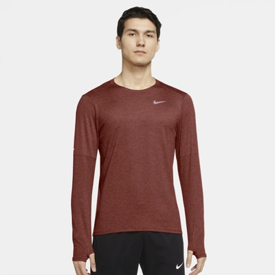 Nike Dri-fit Element Men's Running Crew In Redstone,sport Spice