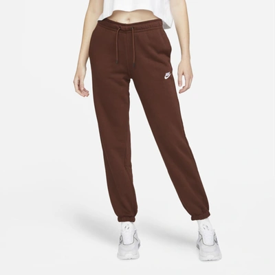 Nike Sportswear Essential Women's Fleece Pants In Bronze Eclipse,white