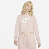 Nike Sportswear Essential Women's Cropped Hoodie In Pink Oxford,white
