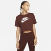 Nike Sportswear Essential Women's Cropped T-shirt In Bronze Eclipse,white