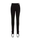 Moncler Black Stretch Fabric Leggings With Logo Patch In Black