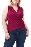 1.state Surplice Sleeveless Top In Ruby Plume