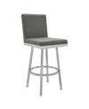 Armen Living Rochester Swivel Modern Metal And Faux Leather Bar And Counter Stool